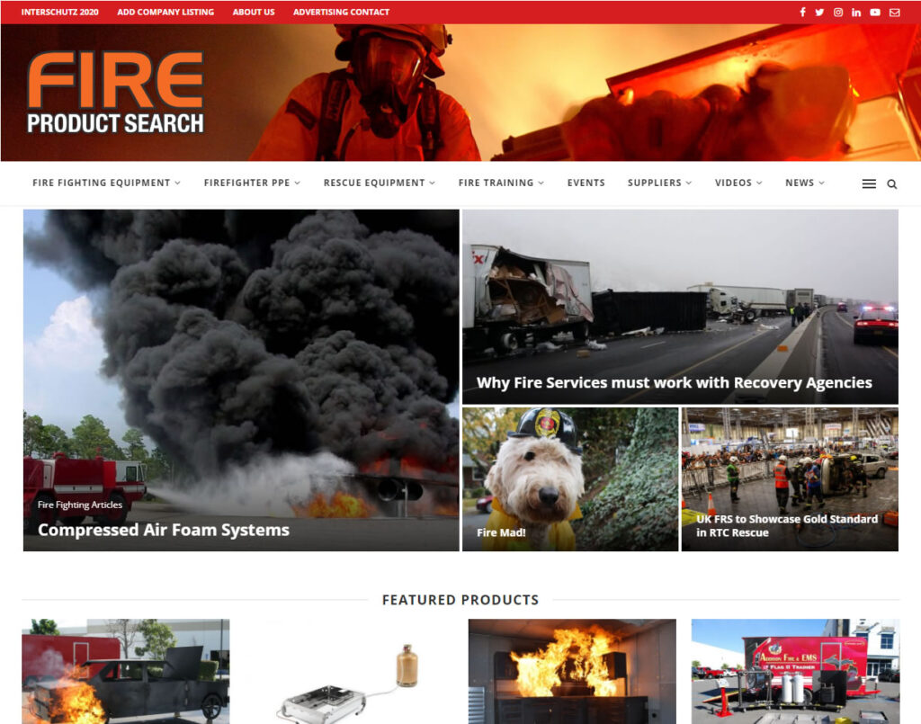 Fire Product Search homepage